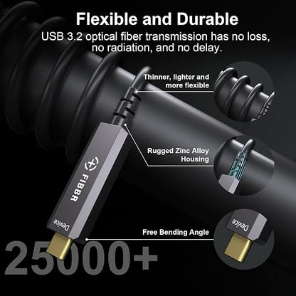 FIBBR Fiber Optic USB3.2 Cable, 10Gpbs USB A to USB C Cable - Image 4