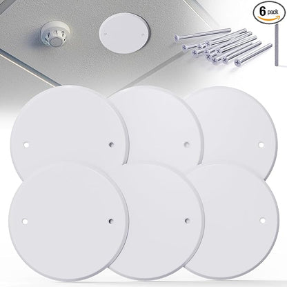 6 Pcs Smoke Detecte Cover Plate, 5 Inch Metal Round Blank Ceiling Cover Plate by Wuno