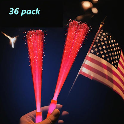 36 Pack Red Glow Fiber Optic Wands Bulk Light up Wand Glow Sticks - Image 4