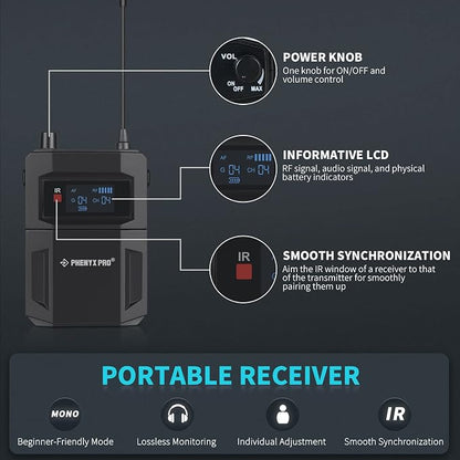 Phenyx Pro in Ear Monitor for Musicians, UHF Wireless in-Ear Monitors System - Image 3