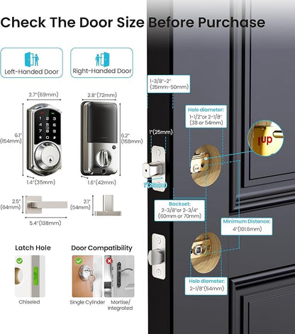 Veise VE06-L Smart Locks with 2 Lever Handle Set, App Control, Keyless Entry - Image 8
