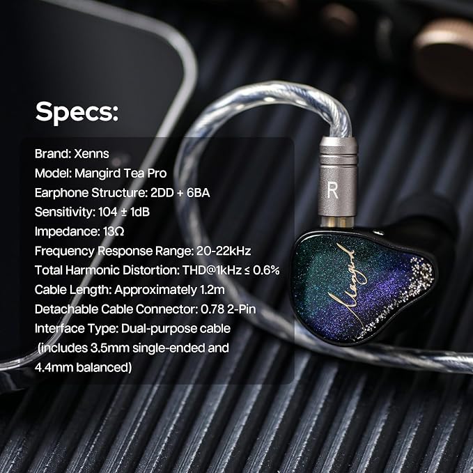 Linsoul Xenns Mangird Tea PRO in Ear Monitor, 6BA+2DD Hybrid Earphone IEM - Image 5