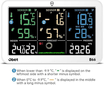 OBET Weather Station Wireless Indoor Outdoor Thermometer Wireless, Color - Image 8