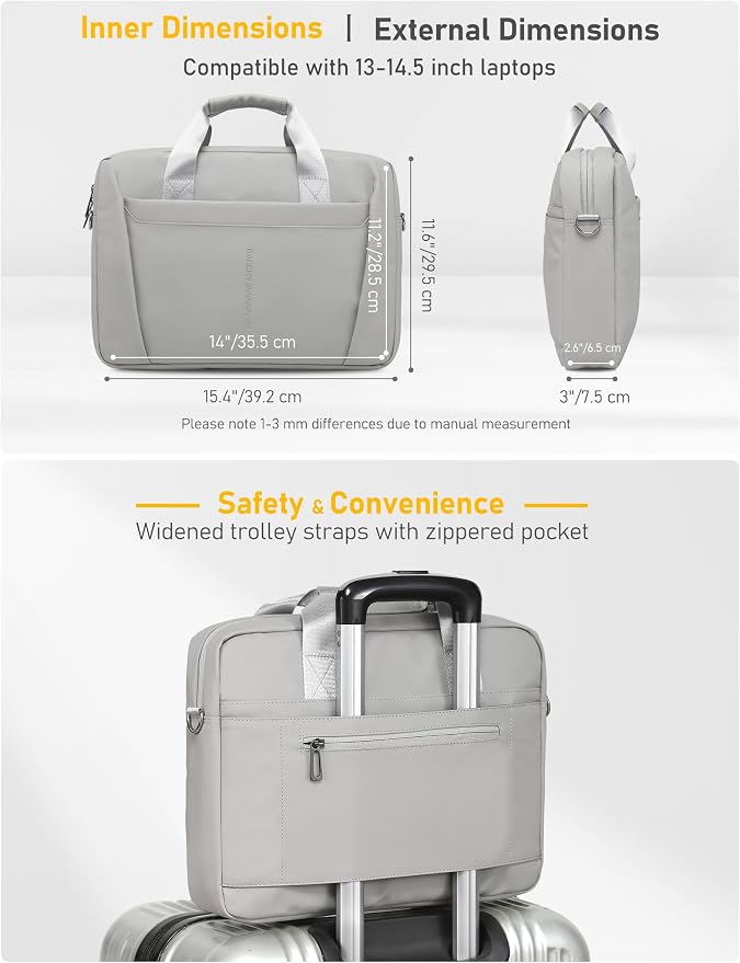 13-14 Inch Laptop Shoulder Bag Business Briefcase Water Resistant Computer - Image 6