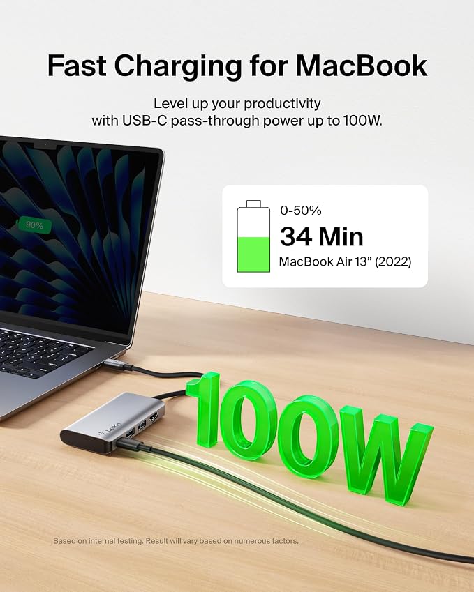Belkin USB C Hub, 4-in-1 Multi-Port Laptop Dock - Image 5