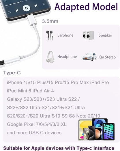 USB Type C to 3.5mm Female Headphone Jack Adapter 2 Pack, USB C to Aux Audio - Image 2