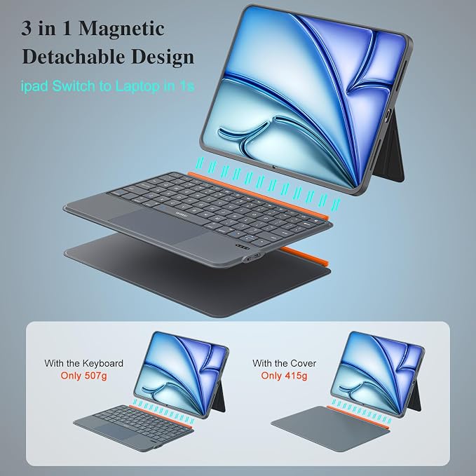 iPad Air 11 inch Case with Keyboard, Pro 11, iPad A16 11th/10th, Flex Magnetic - Image 4