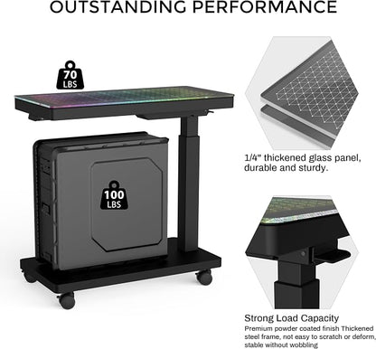 EUREKA ERGONOMIC Height Adjustable Computer Tower Stand, Illuminated Glass - Image 8