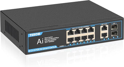 PoE Gigabit Switch 8-Port with 2 uplink & 2 SFP: TEROW 12-Port PoE+ by TEROWTechnology