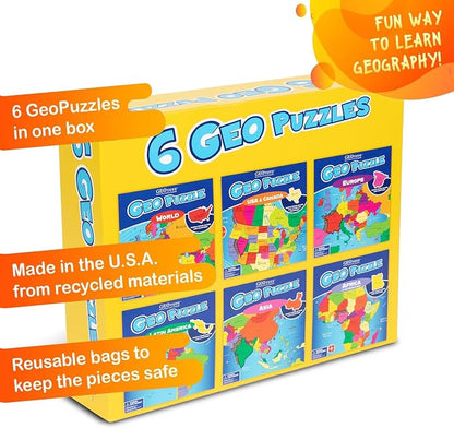 GeoToys GeoPuzzle, Country-Shaped Jigsaw Puzzles Set of 6 in One Box, Geography - Image 4