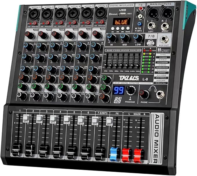 Audio Mixer, TKLBLS Professional 8 Channel DJ Mixer Board by TKLBLS