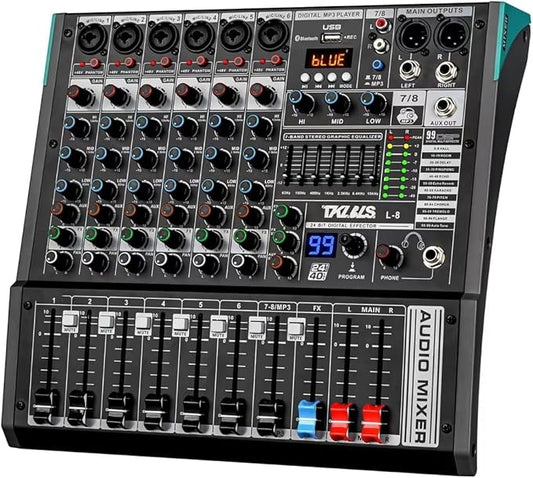 Audio Mixer, TKLBLS Professional 8 Channel DJ Mixer Board by TKLBLS
