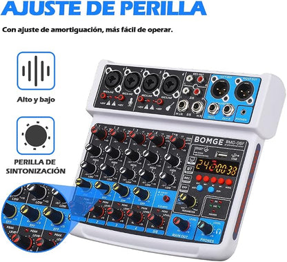 BOMGE 6 Channel mini DJ Audio sound mixer console - Image 4