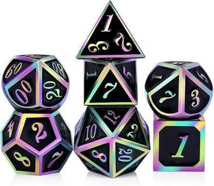 DNDND Rainbow Edge 7 Pieces Metal Dice Set DND Polyhedarl Heavy D&D Dice Set by DNDND