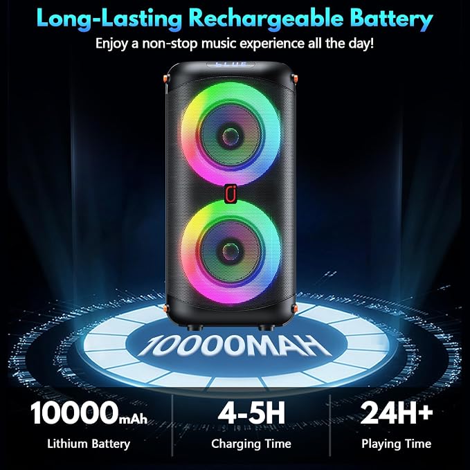 Karaoke Machine with 2 Wireless Microphones, Portable Bluetooth 5.3 Karaoke - Image 3