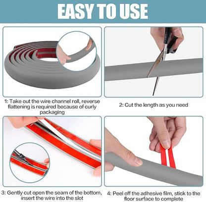 Floor Cord Cover Self Adhesive Cord Hider, 3.3FT Cable Management, Extension - Image 8