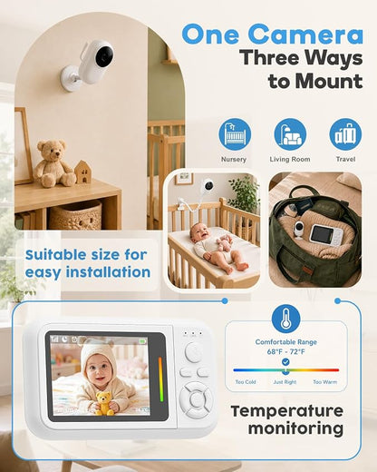 Baby Monitor with Camera and Audio, 2.8" Screen No WiFi Baby Monitor - Image 5