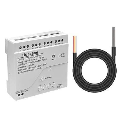 Zigbee 4CH Temperature Monitoring Switch, 120V Dry Contact Smart Relay Module by Unknown
