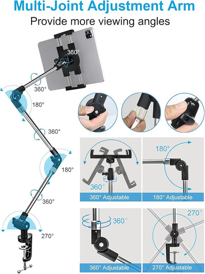 Tablet Holder for Desk Clamp 360° Phone iPad Mount, Aluminum Flexible Webcam - Image 4