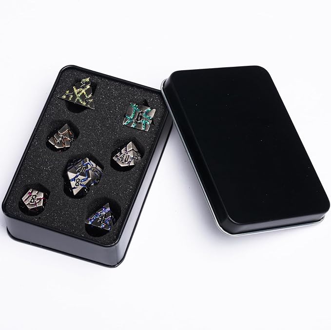 Metal Dice Set D&D, Crack Metallic DND Dice Set - Image 6