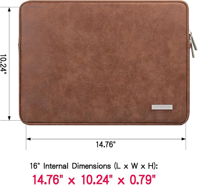 RAINYEAR 16 Inch Laptop Sleeve PU Suede Leather Case Protective Padded Zipper - Image 3