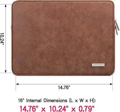 RAINYEAR 16 Inch Laptop Sleeve PU Suede Leather Case Protective Padded Zipper - Image 3