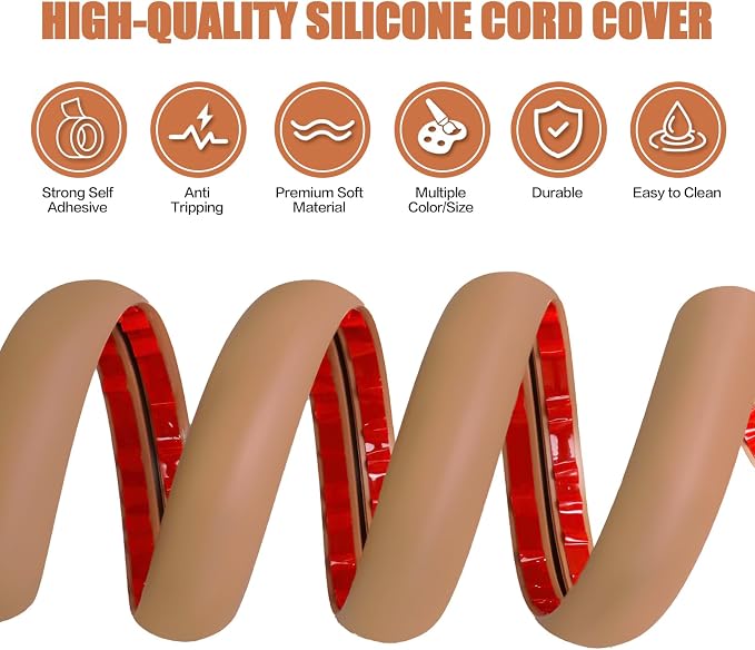 Floor Cord Cover Self Adhesive Cord Hider, 10FT Cable Management, Extension - Image 3