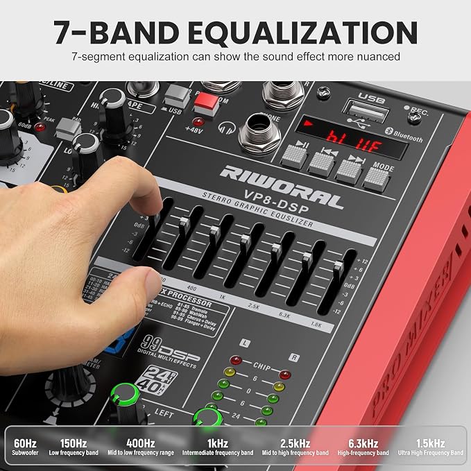 8 Channel Audio Interface Sound Board Mixing Console XLR 1/4 inch Jack USB - Image 4