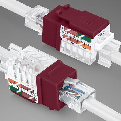 Everest 45° Angled RJ45 Cat6A Keystone Jacks 10-Pack in Red - Image 8