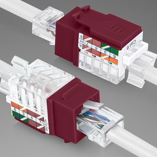 Everest 45° Angled RJ45 Cat6 Keystone Jacks 20-Pack in Red - Image 8