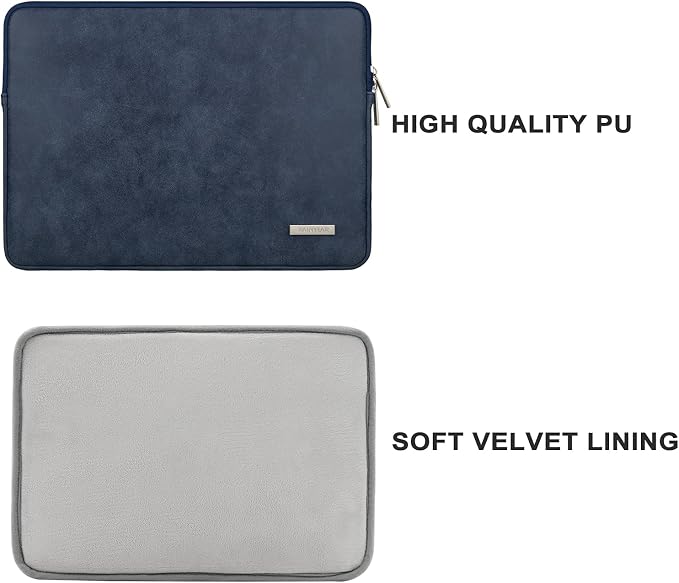 RAINYEAR 15.6 Inch Laptop Sleeve Protective Case PU Suede Leather Zipper Padded - Image 2