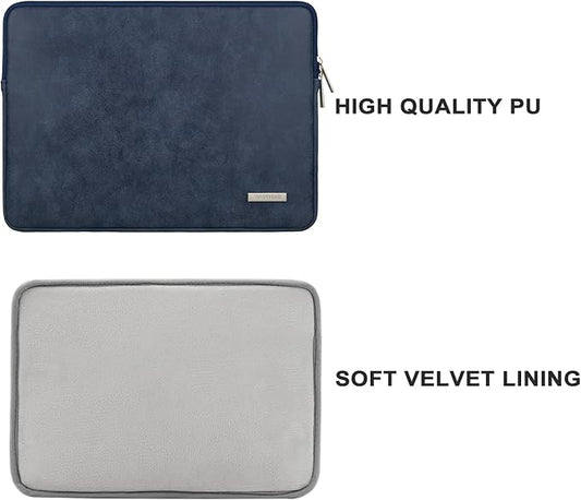 RAINYEAR 15 Inch Laptop Sleeve PU Suede Leather Case Padded Cover Water - Image 2