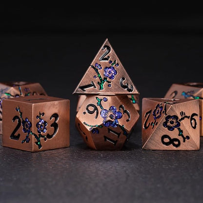 Metal DND Dice Set, Dungeons and Dragons Metallic Flower Dice - Image 3