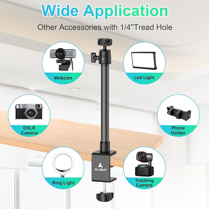 ailight Webcam Stand for Desk, Adjustable Camera Desk Stand Webcam Mount for - Image 7