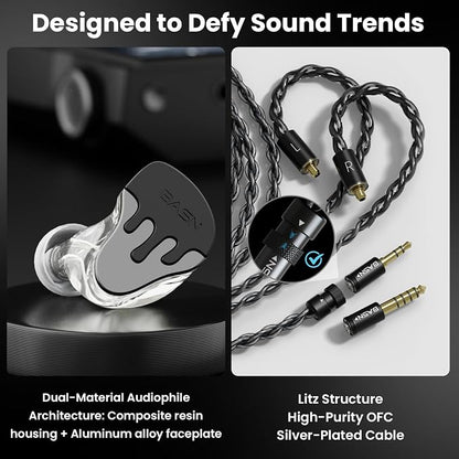 BASN BmasterX in Ear Audio Monitor, Hybrid 6 Drivers IEM Earphones - Image 3