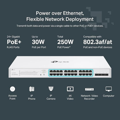 TP-Link Festa FS328GP 28 Port Gigabit Smart Managed PoE Switch 24 PoE+ Port - Image 3