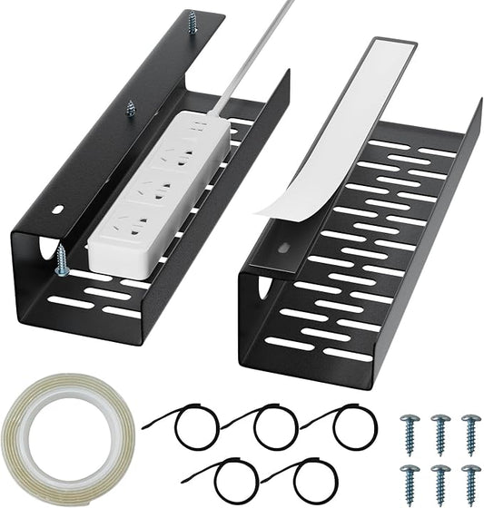 Self-Adhesive Under Desk Cable Management Tray 2 Pcs Steel Under Desk Wires by BIWIST
