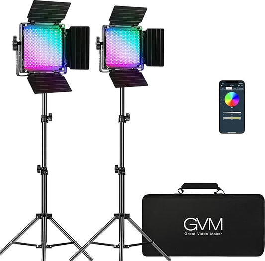 GVM RGB Video Lighting, Bi-Color Led Video Light Kit by GVMGreatVideoMaker
