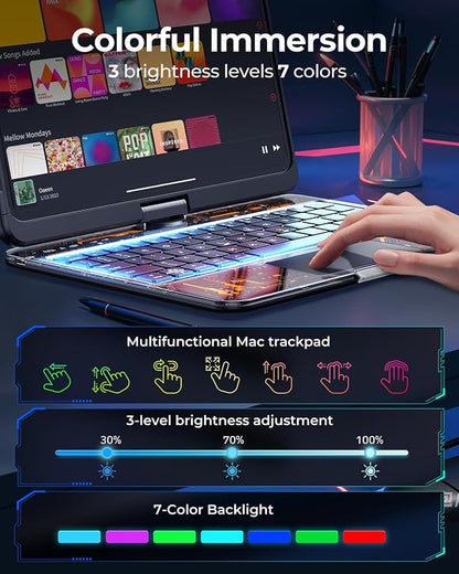 SIBEITU Keyboard Case for iPad Pro 13 Inch M5 2025 / M4 2024, 7-Color Backlight - Image 3