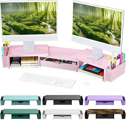 Spacrea Metal Desk Organizers and Accessories, Dual Monitor Stand Riser by Spacrea