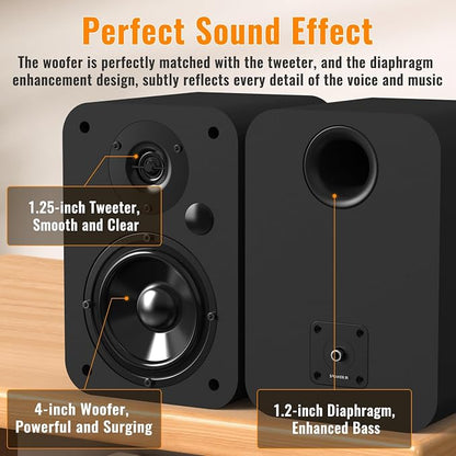 BESTISAN Bluetooth Bookshelf Speakers, Powered Computer Speakers - Image 2