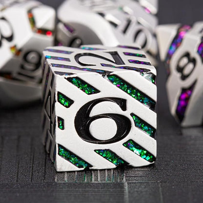 Metallic Stripes Dice with Gift Case, D&D Metal Polyhedral Dice Sets - Image 4