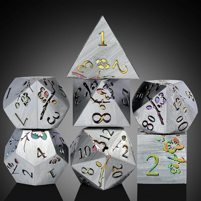 DNDND Rainbow Flower Metal Dice Set - Image 3