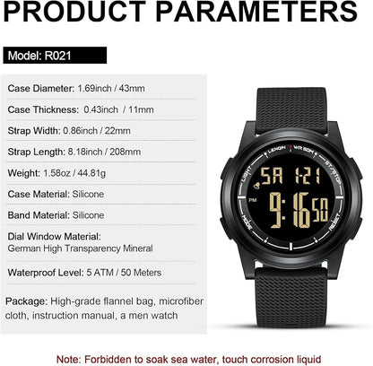 HANPOSH Mens Digital Watch Ultra Thin Minimalist Sports Waterproof Outdoor LED - Image 6