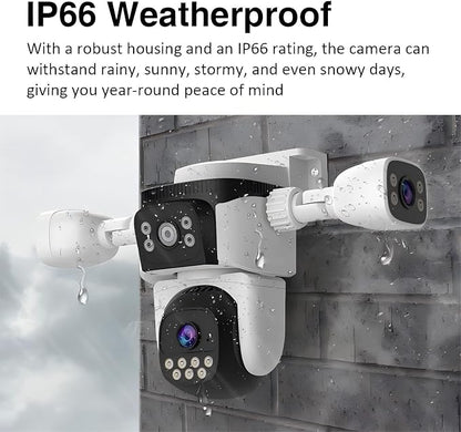 EVERSECU Triple Lens WiFi PTZ Security Camera, Three Cameras in One, Side - Image 3