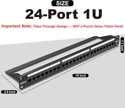 Jadaol 24 Port Patch Panel Rackmount or Wall Mount 19-Inch, 1U Cat 6 Network - Image 6