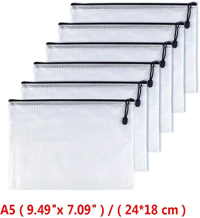 Oaimyy-A5, Plastic Mesh Zipper Pouch Document Folders Bag & Zip File Folders - Image 2