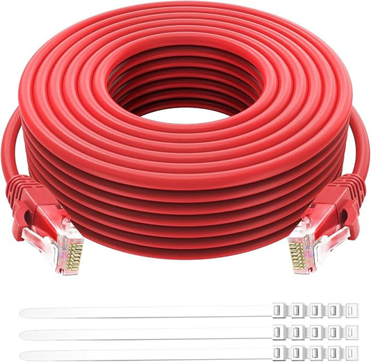 Adoreen Cat 6 Ethernet Cable 150 Ft-Red, Outdoor & Indoor Snagless Long Round by Adoreen