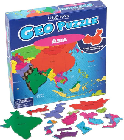 GeoToys GeoPuzzle, Asia Shaped Jigsaw Puzzles, Geography Game & Map Puzzle by Geotoys