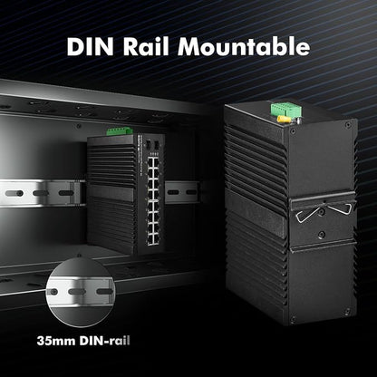 MokerLink 16 Port Gigabit Industrial DIN-Rail Ethernet Switch, 2 Gigabit SFP - Image 8